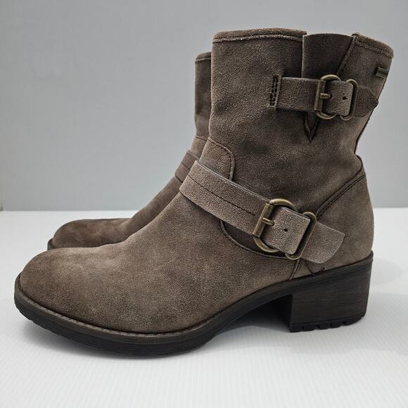 Comfortiva Barron Moto Boot Womens 10 Taupe Suede Leather Weatherproof Biker - Picture 16 of 16